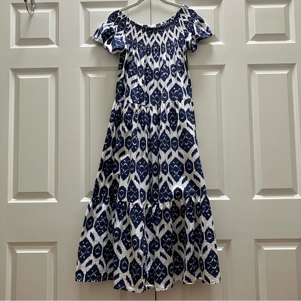Tuckernuck Guadalupe Design Momposina Maxi Dress Ikat Print Smocked One Size